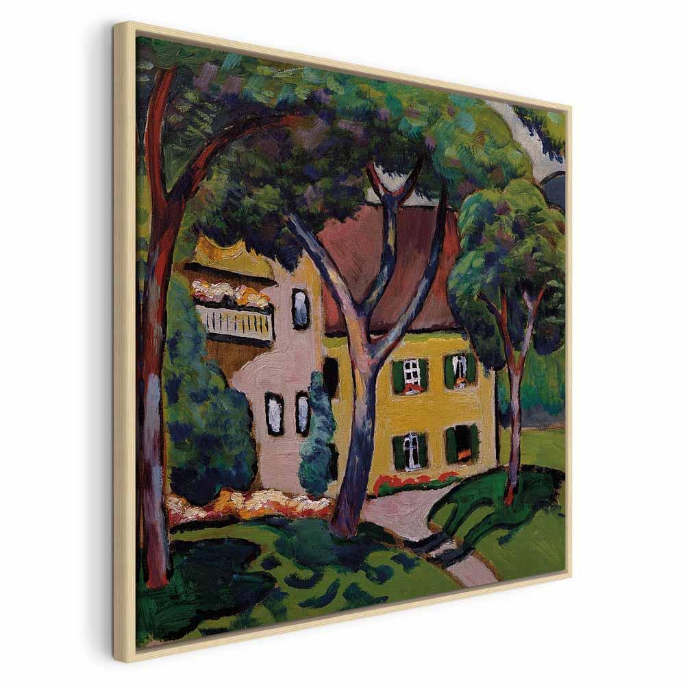 August Macke Staudacherhaus in Tegernsee - billede på lærred til vægdekoration - 80 x 80 cm - I en naturlig træramme