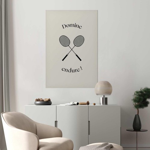 Plakat Summer Games med badmintonketchere på hvid baggrund