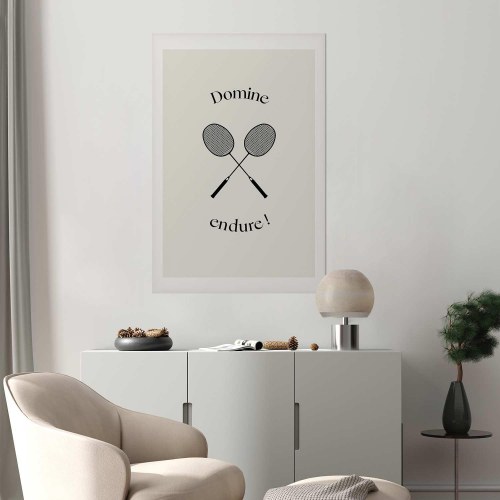 Plakat Summer Games med badmintonketchere på hvid baggrund
