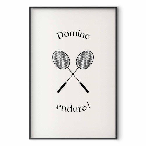 Plakat Summer Games med badmintonketchere på hvid baggrund