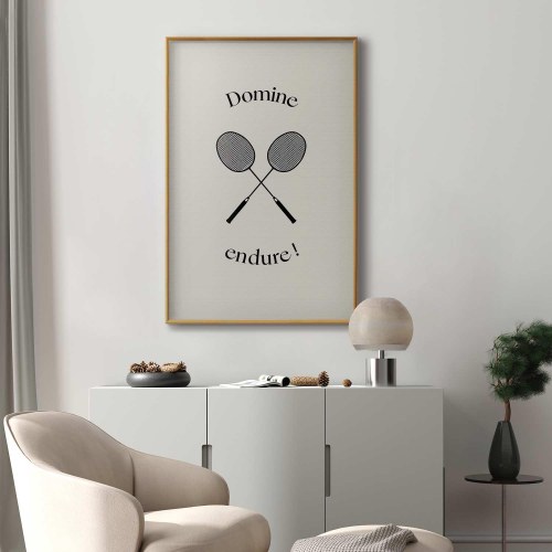 Plakat Summer Games med badmintonketchere på hvid baggrund