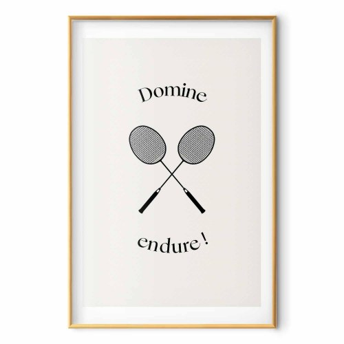 Plakat Summer Games med badmintonketchere på hvid baggrund