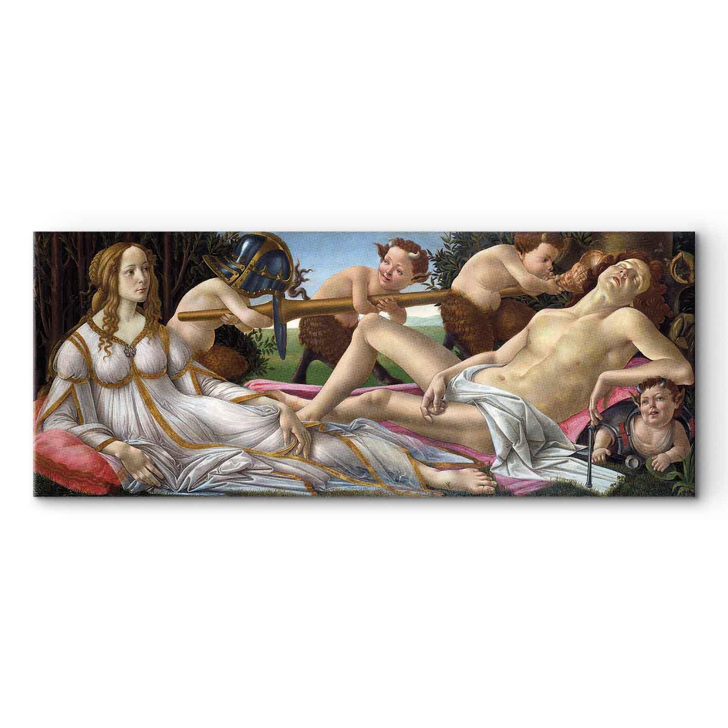 Sandro Botticelli Venus og Mars billede på lærred 100 x 40 cm - 100 x 40 cm - Premium Print billede