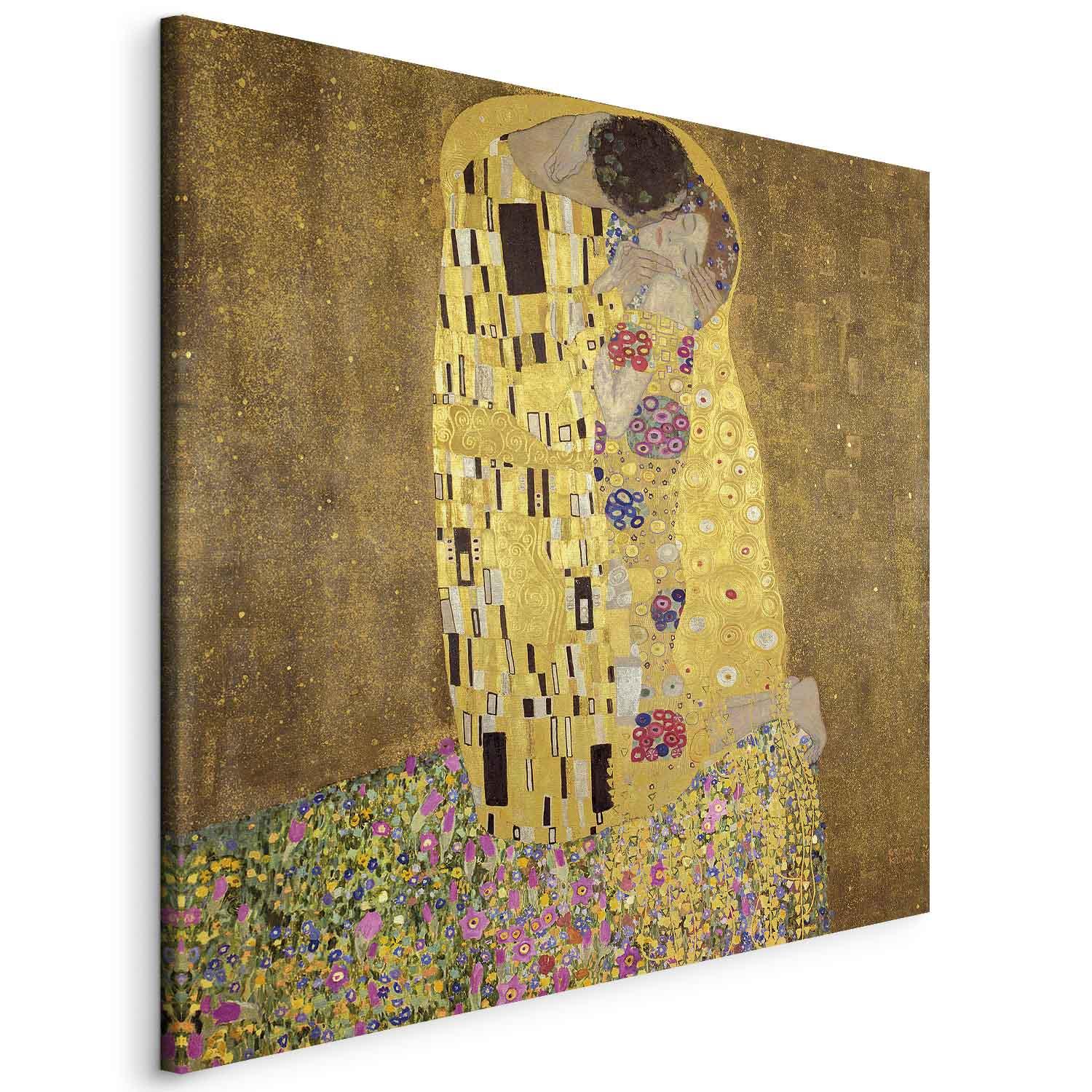 Gustav Klimt Kysset billede på lærred - 40 x 40 cm - På italiensk lærred