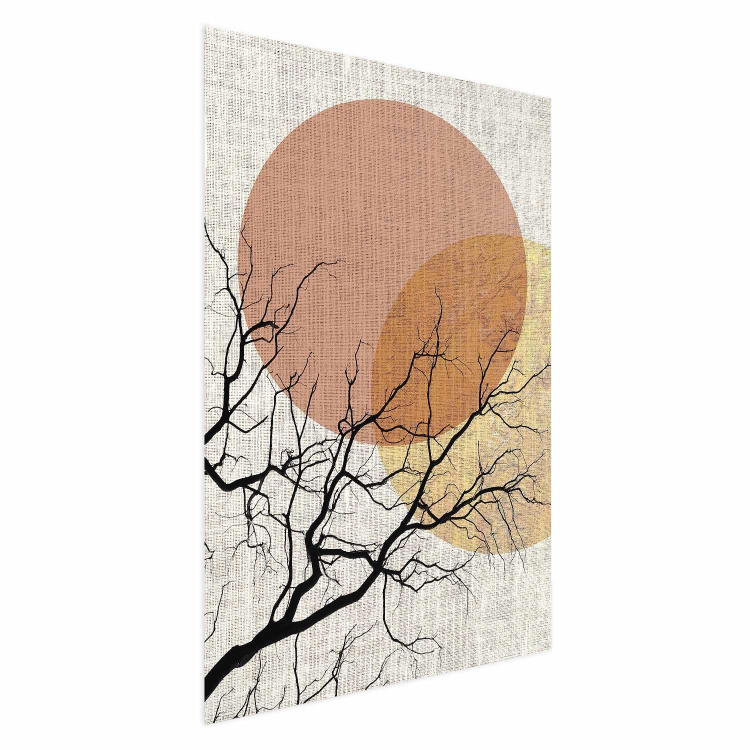 Plakat Dobbelt Måne - abstrakt landskabsplakat med træer - 21 x 30 cm - Uden ramme billede
