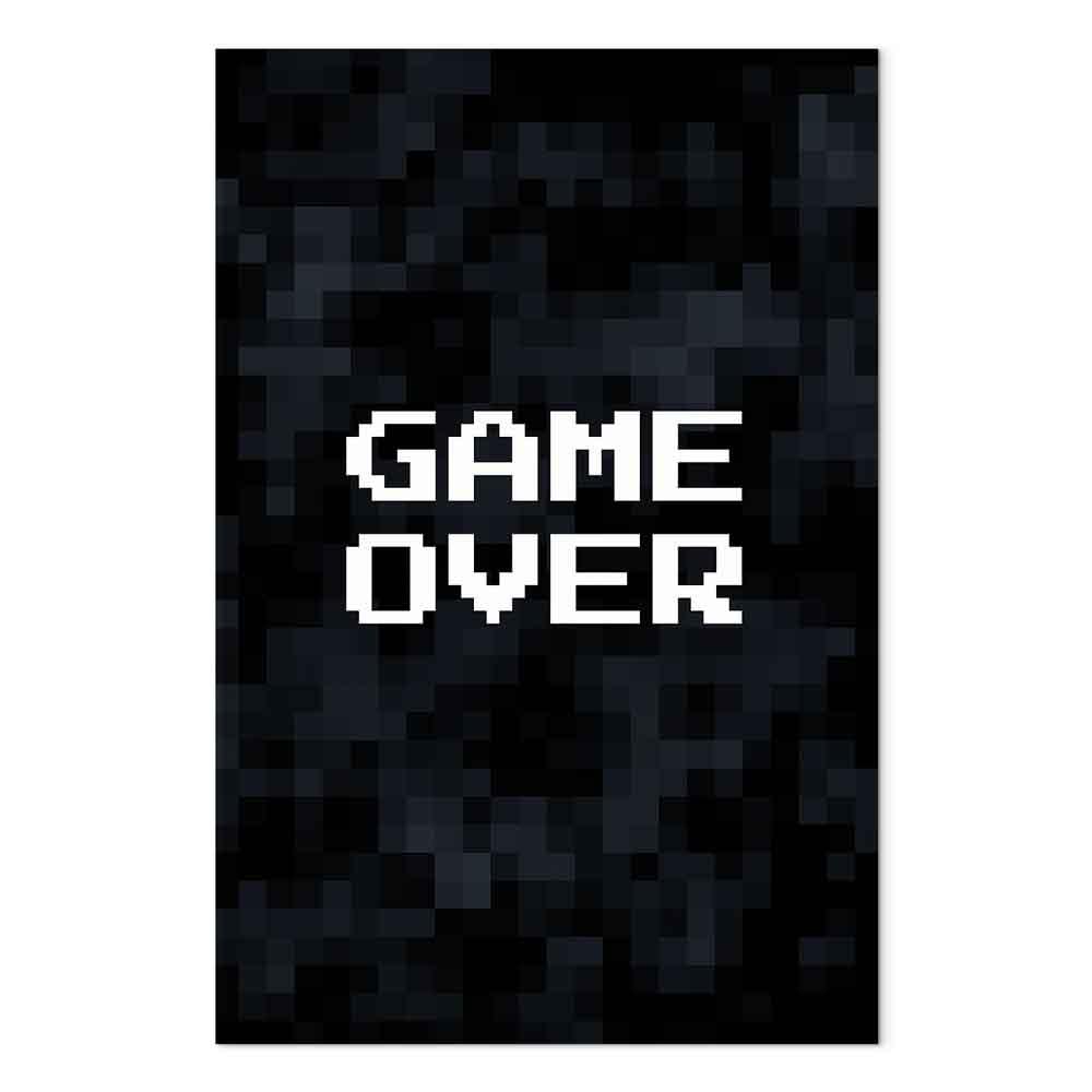 Lærredsbillede Pixel Game Over - vægbillede med pixelmotiv og tryk på kanterne - 60 x 90 cm - Akustisk