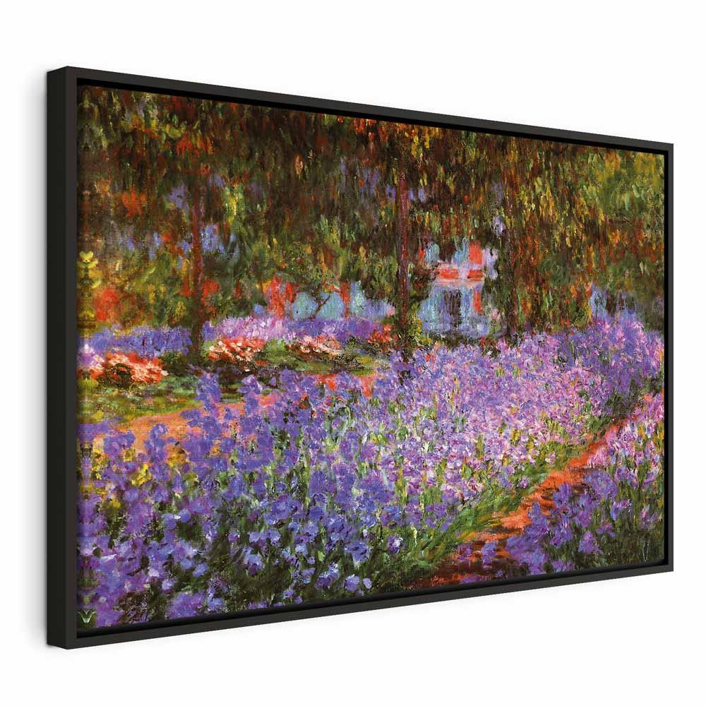 Claude Monet billede på lærred - Kunstnerens have i Giverny - 60 x 40 cm - I en sort træramme billede