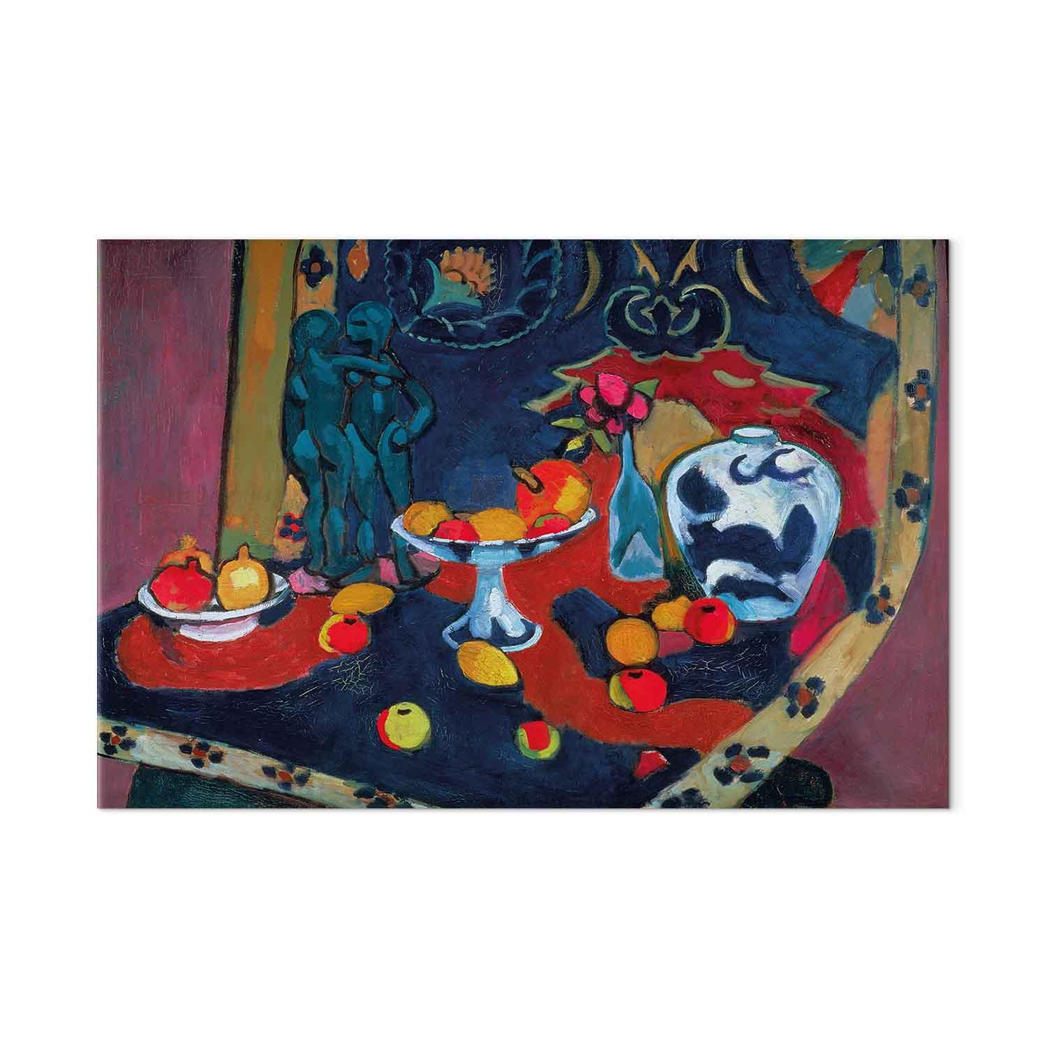 Henri Matisse billede på lærred - Stilleben med frugt og bronzestatuette - 90 x 60 cm - Akustisk billede