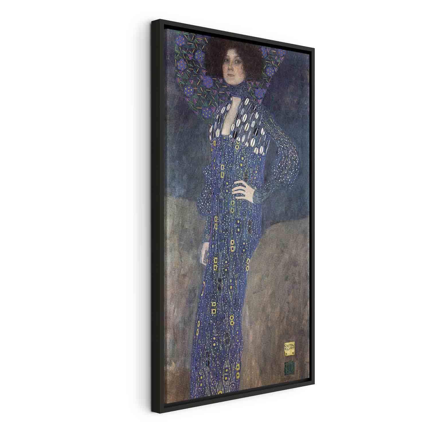 Gustav Klimt Emilie Flöge - reproduktion på lærred i flere varianter og størrelser - 60 x 120 cm - I en sort træramme