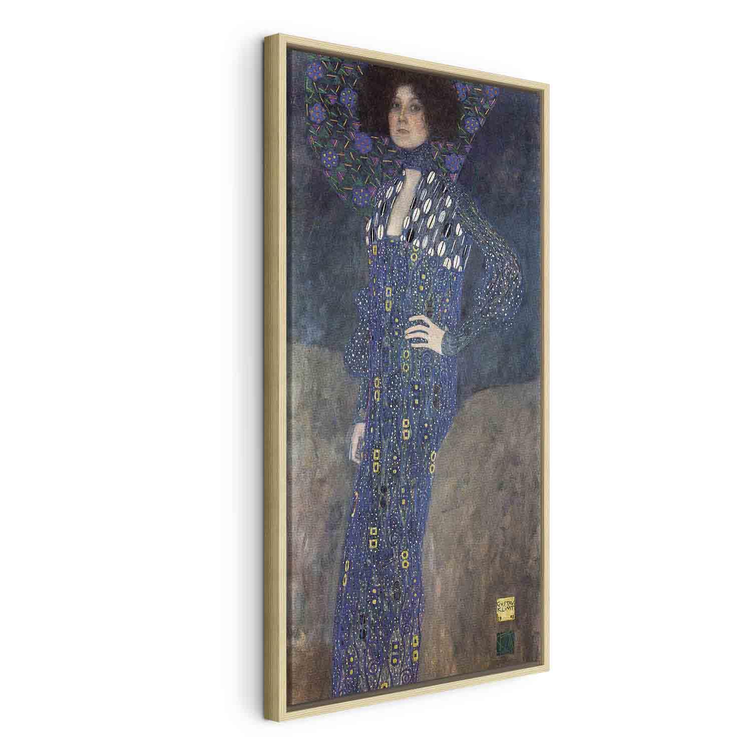 Gustav Klimt Emilie Flöge - reproduktion på lærred i flere varianter og størrelser - 60 x 120 cm - I en naturlig træramme