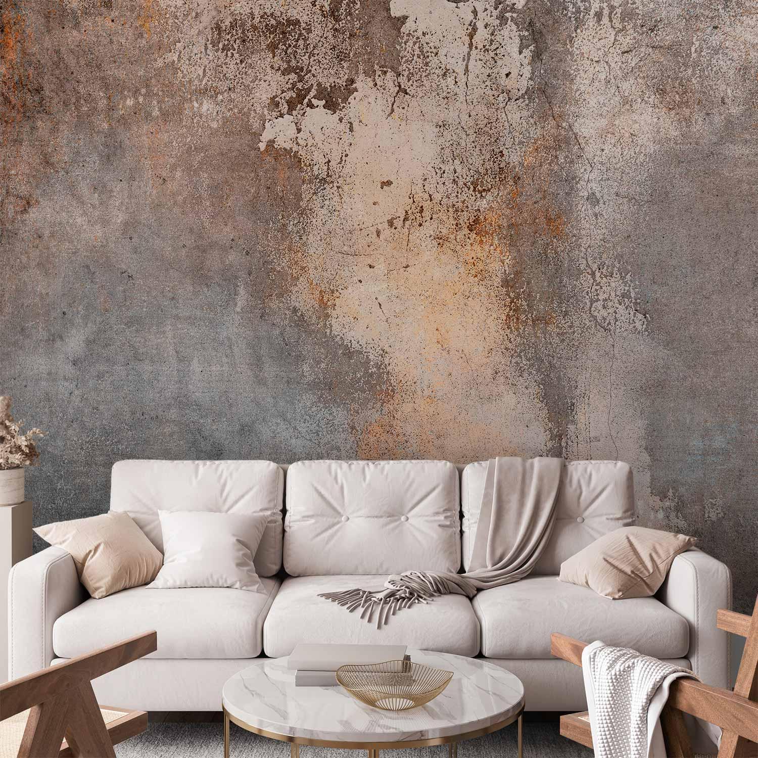 Fototapet Retained Beauty - vægdekoration med rustik betonstruktur - 400 x 280 cm - Standard
