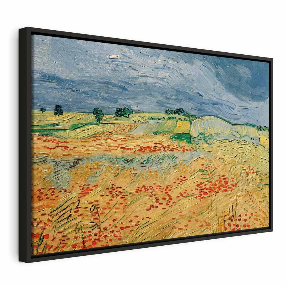 Vincent van Gogh billede på lærred - Marker med valmuer reproduktion - 120 x 80 cm - I en sort træramme