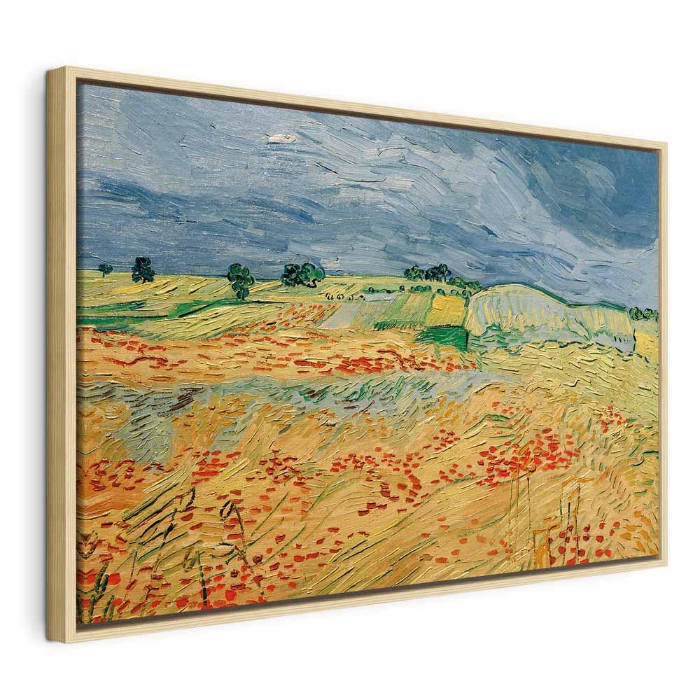 Vincent van Gogh billede på lærred - Marker med valmuer reproduktion - 120 x 80 cm - I en naturlig træramme