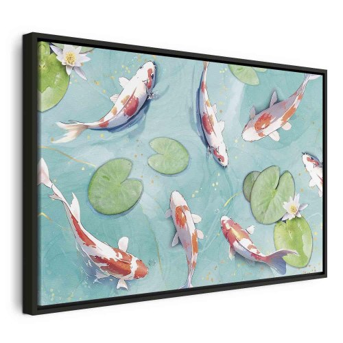 Lærredsbillede Dam i Japan med koi-fisk