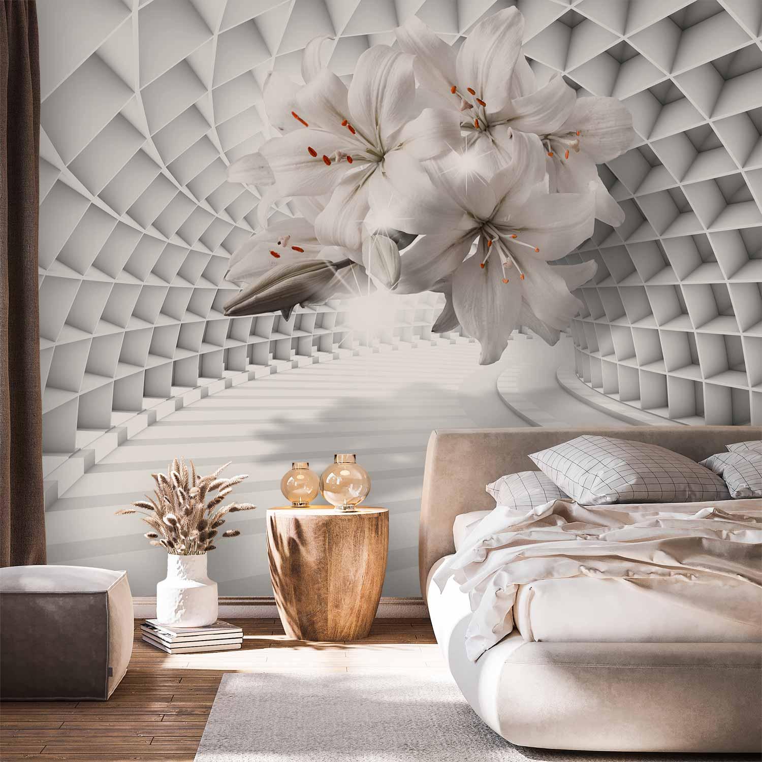 Fototapet 3D Blomster i Tunnelen - 392 x 280 cm - Selvklæbende billede
