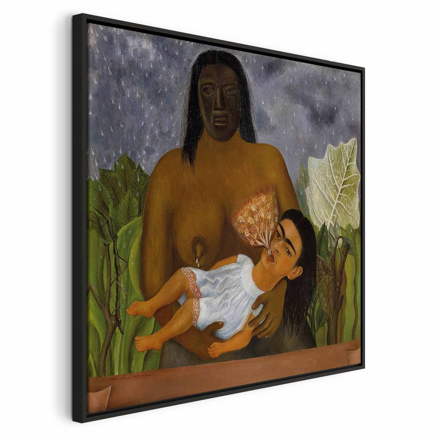 Frida Kahlo Min amme og jeg lærredsbillede 40 x 40 cm til 80 x 80 cm - 40 x 40 cm - I en sort træramme billede