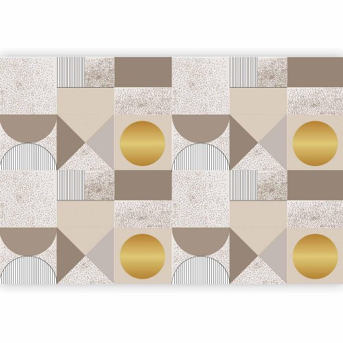 Fototapet abstrakt geometrisk mønster i beige og guld