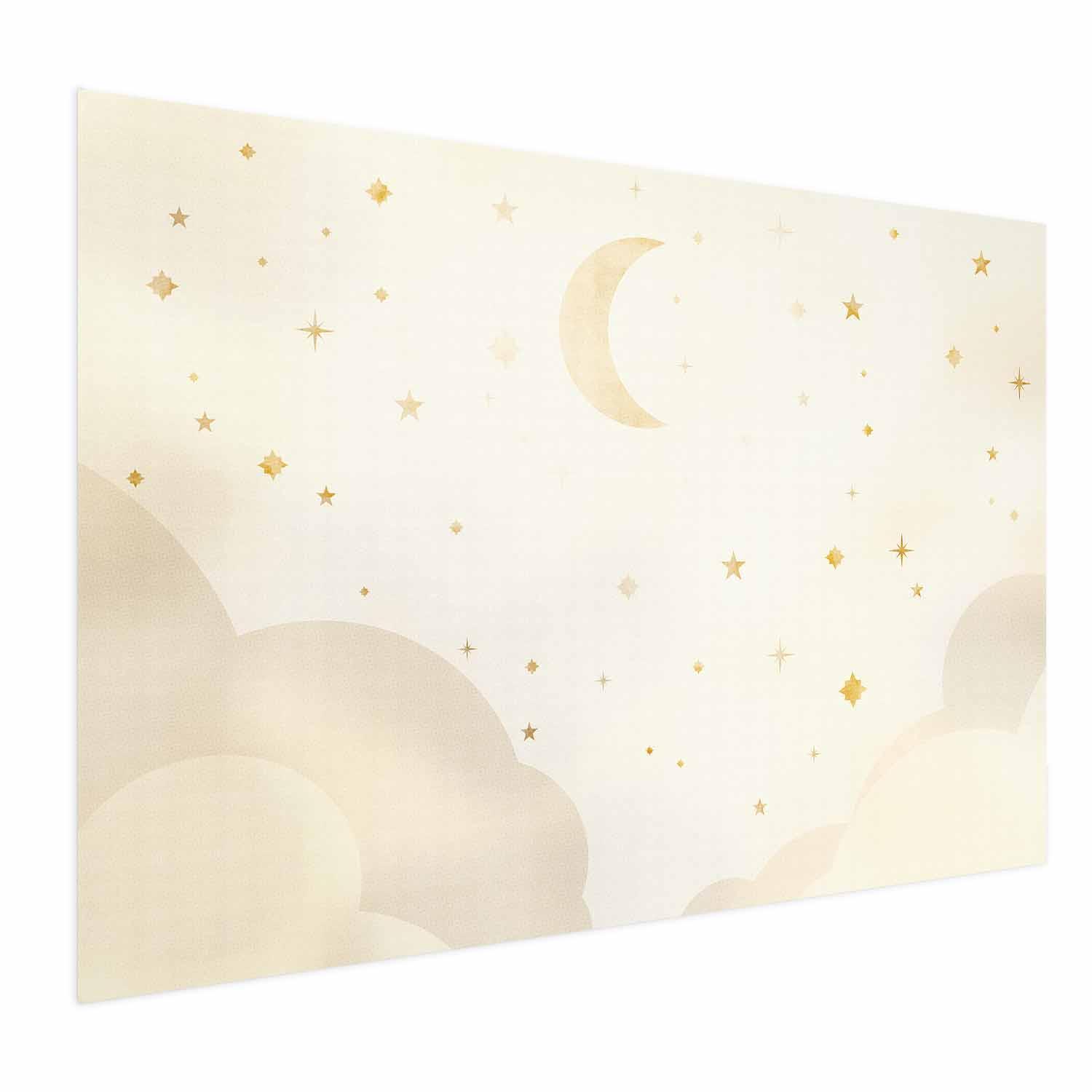 Børneplakat Stjernenat med måne og stjerner - 90 x 60 cm - Uden ramme