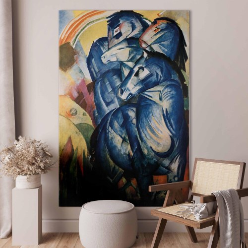 XXL-billede på lærred Franz Marc - Tårnet med de blå heste