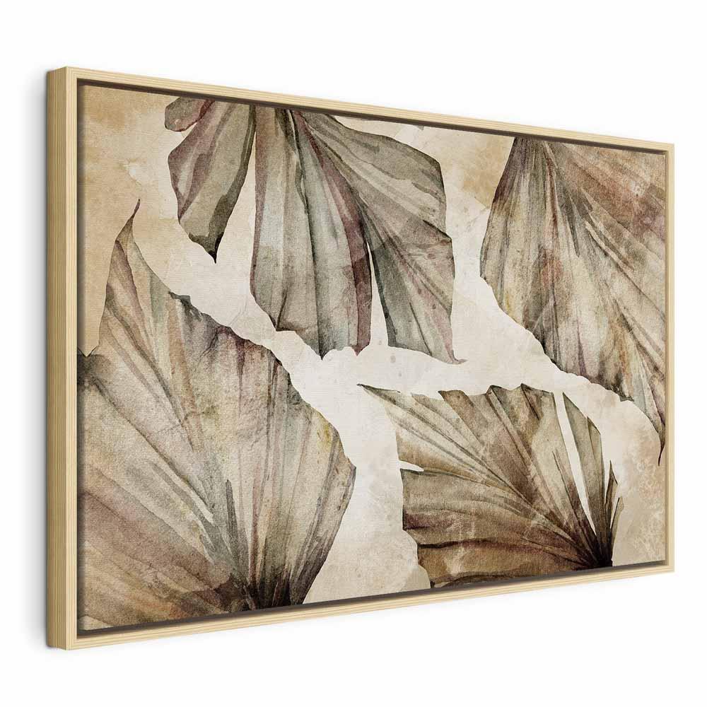 Billede på lærred - Efterårsblade bred - 120 x 80 cm - I en naturlig træramme billede