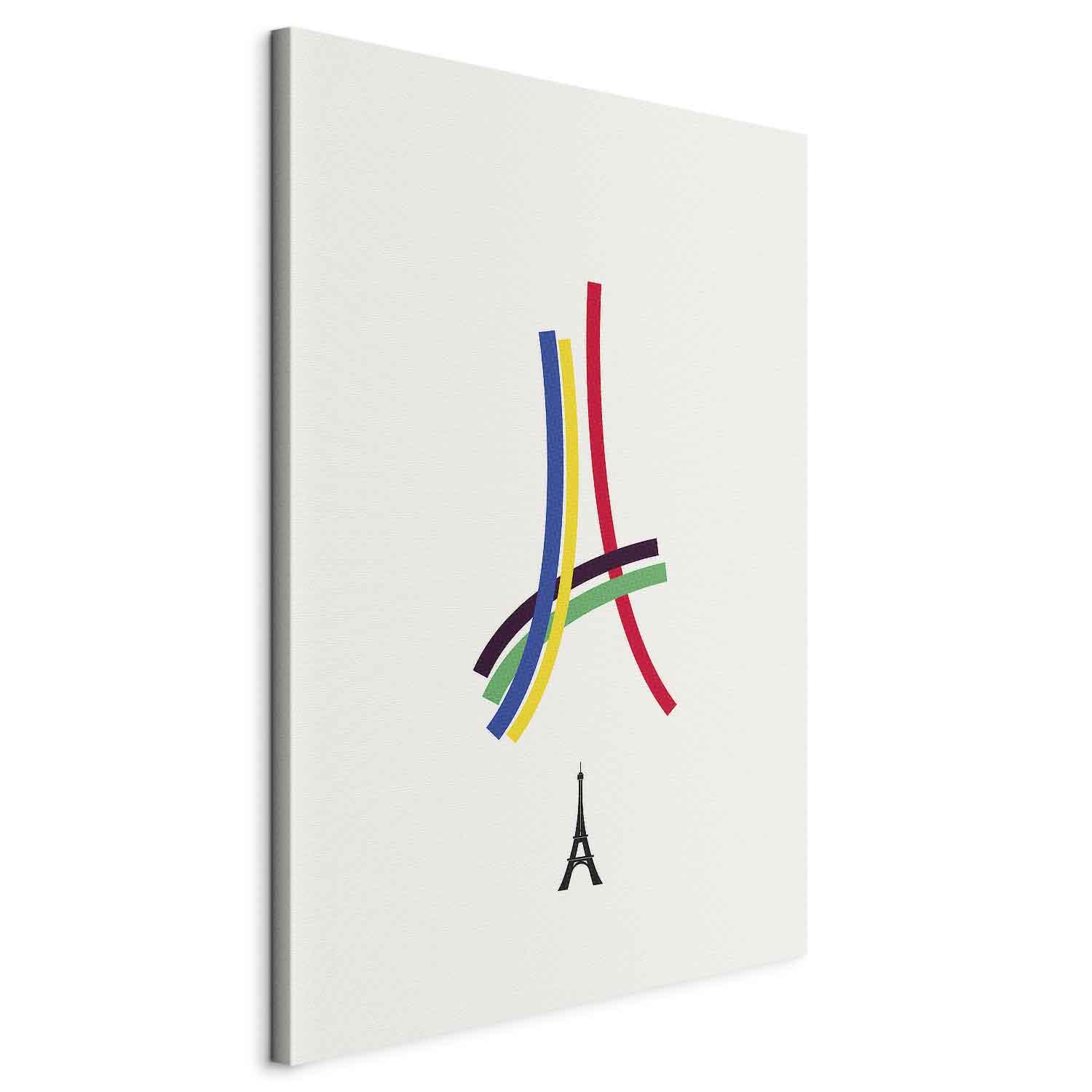 Billede på lærred Eiffel-tårnet - farverig abstrakt vægdekoration - 60 x 90 cm - På italiensk lærred