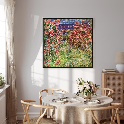 Claude Monet billede på lærred - La maison dans les roses