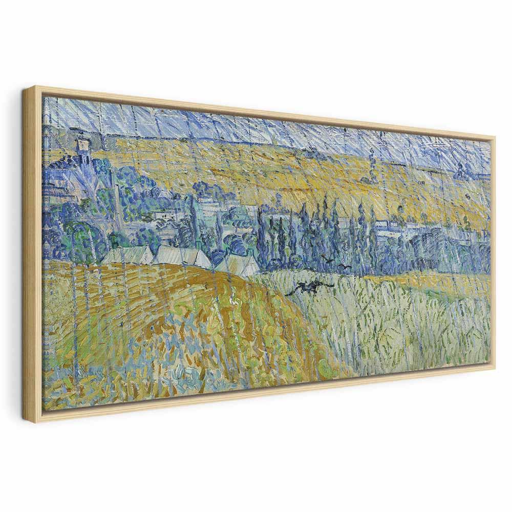 Billede på lærred - Vincent van Gogh - Auvers i regnen - 60 x 30 cm - I en naturlig træramme