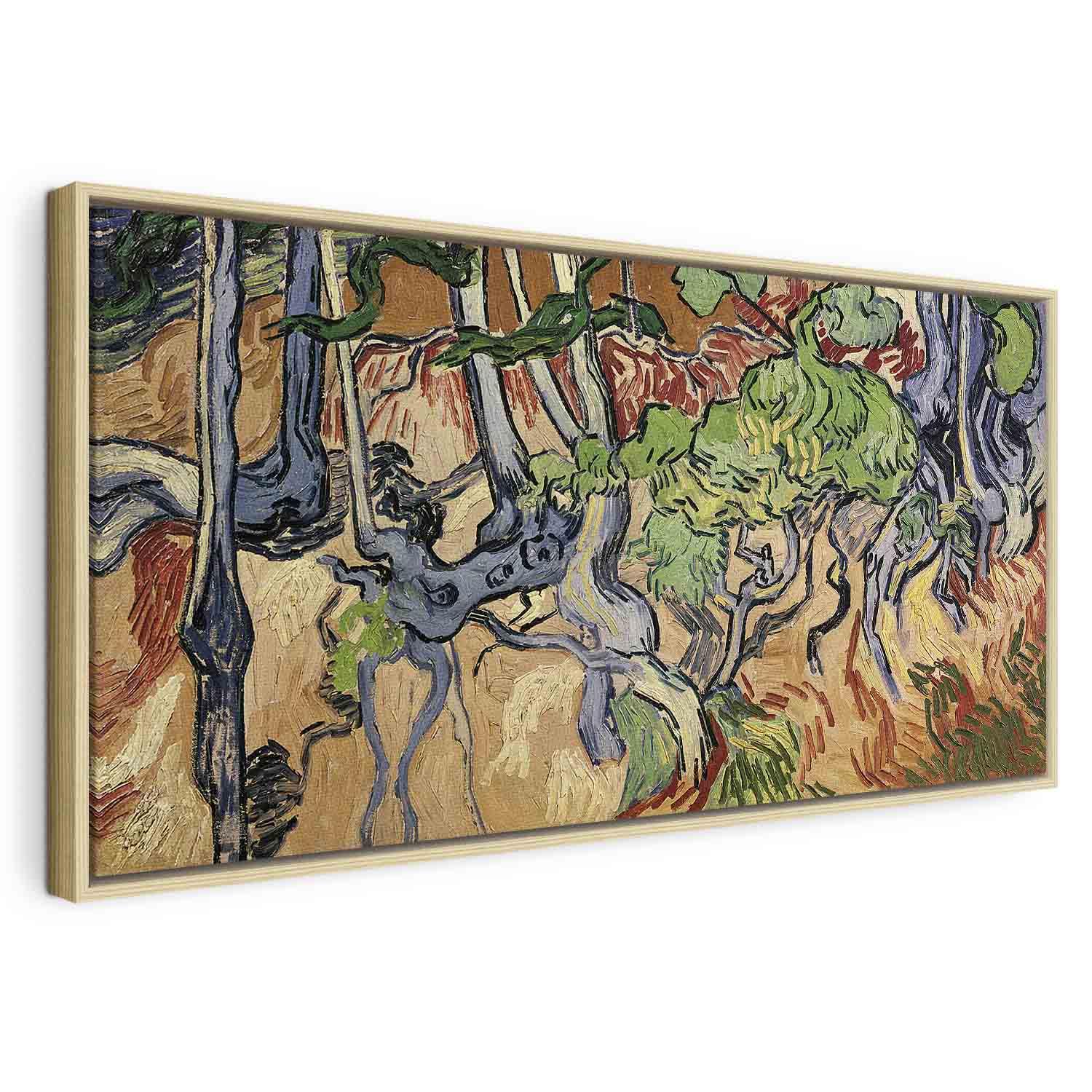 Vincent van Gogh lærredsbillede - Trærødder reproduktion til væg, flere varianter - 120 x 60 cm - I en naturlig træramme