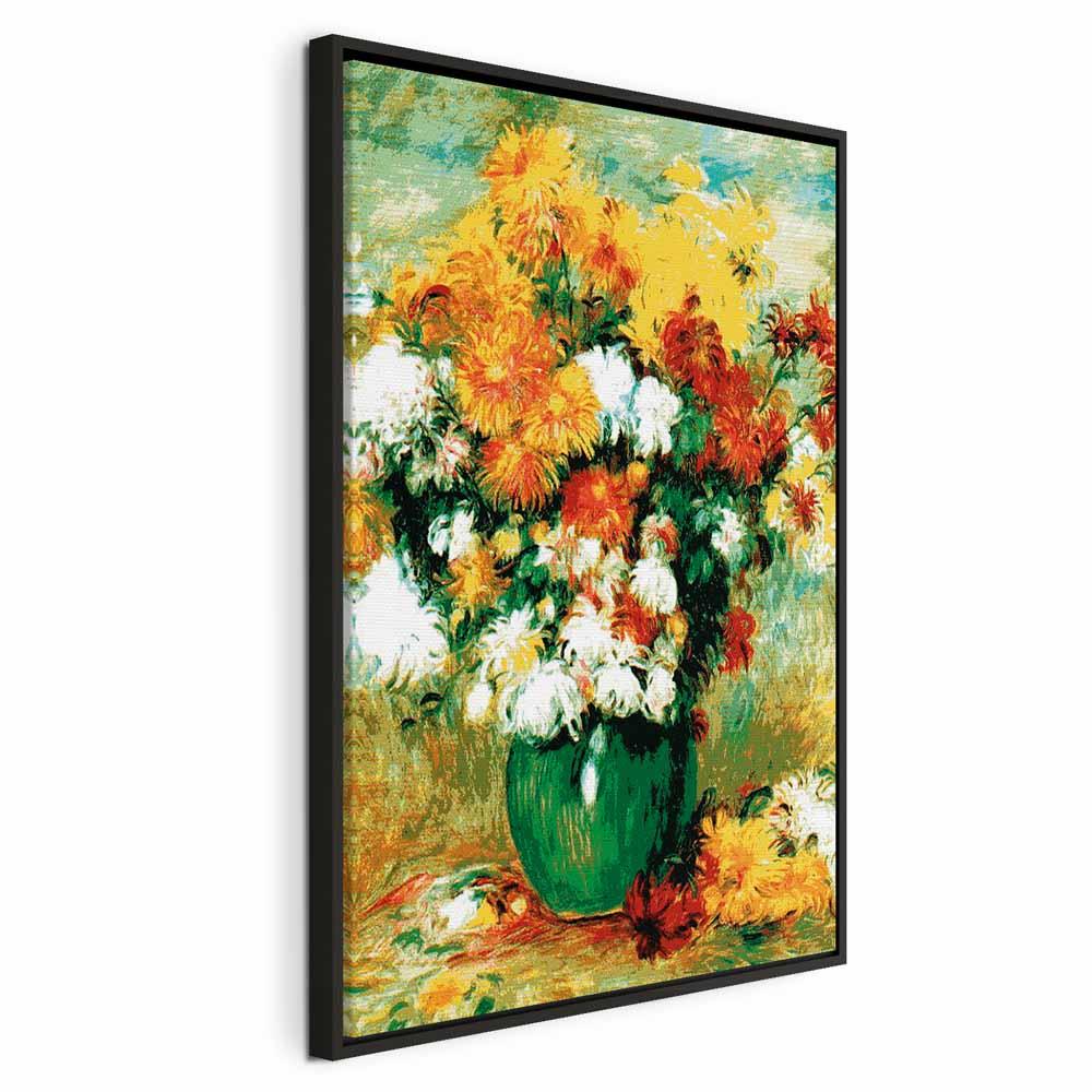 Billede på lærred - Pierre-Auguste Renoir - Krysantemum reproduktion - 60 x 90 cm - I en sort træramme