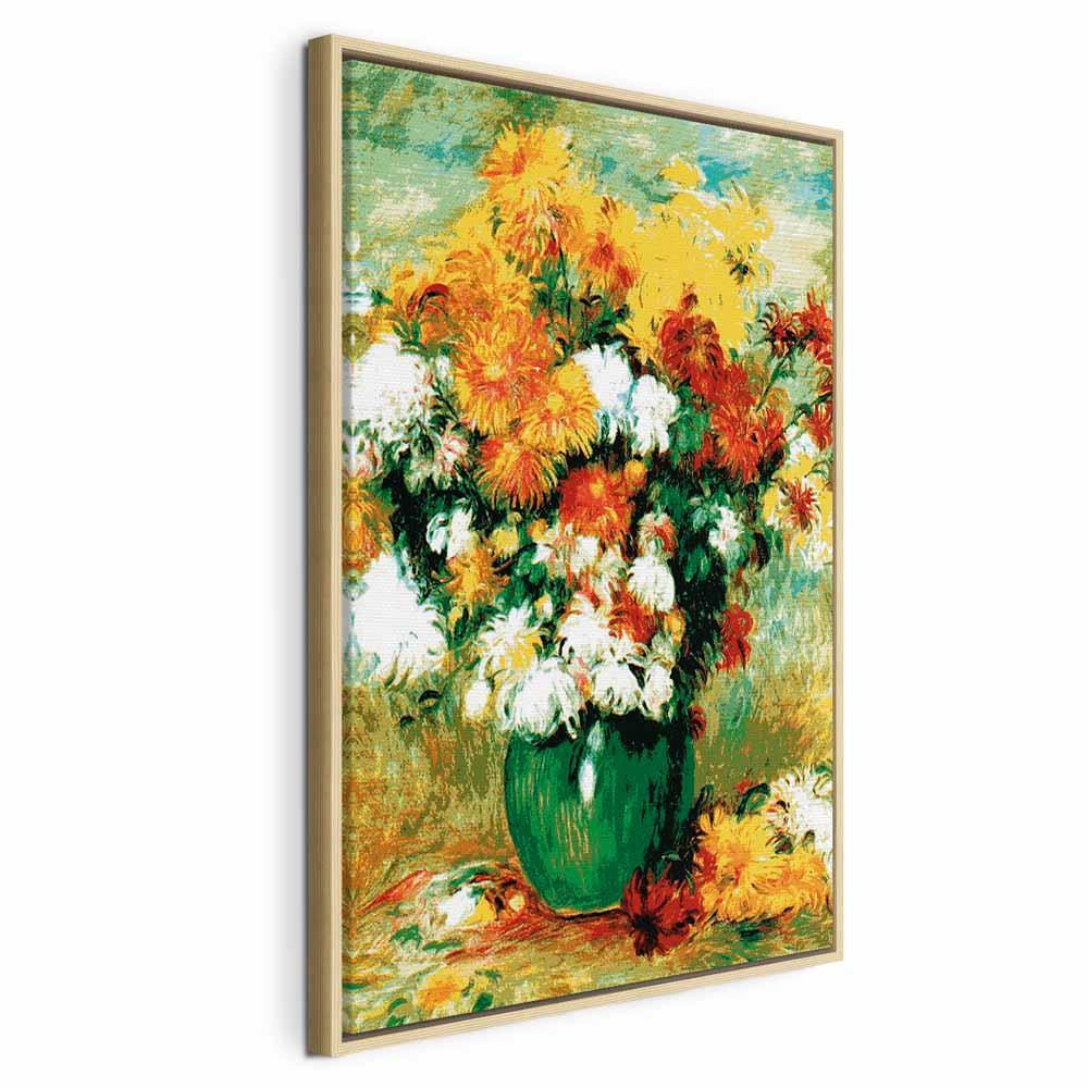 Billede på lærred - Pierre-Auguste Renoir - Krysantemum reproduktion - 60 x 90 cm - I en naturlig træramme