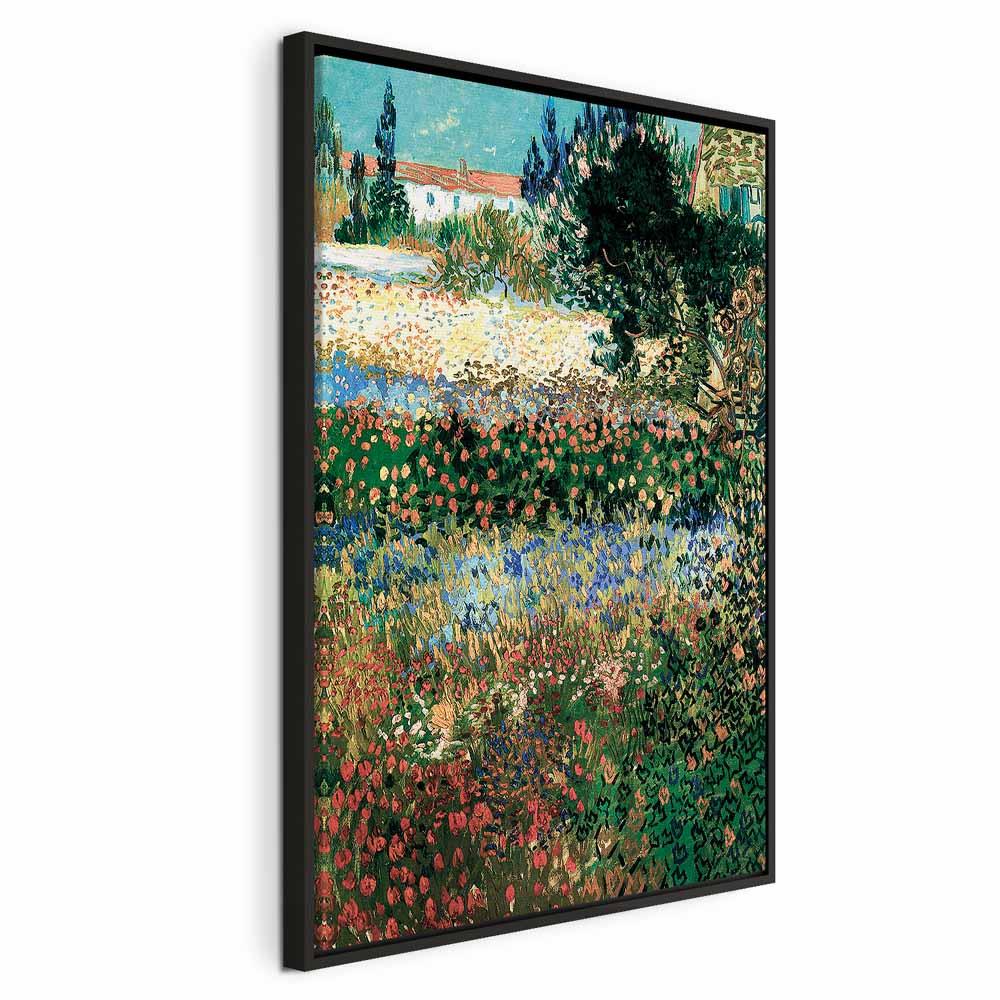 Vincent van Gogh Blomstrende have - billede på lærred - 40 x 60 cm - I en sort træramme