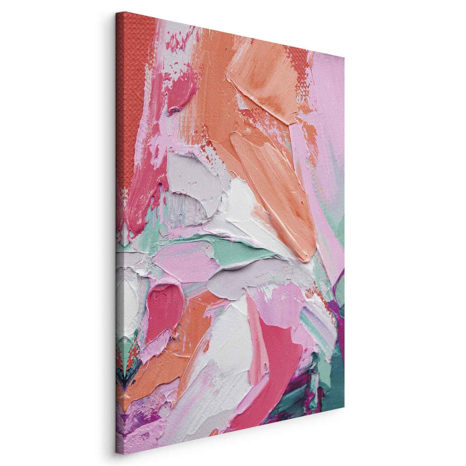 Lærredsbillede - Energetiske farver - abstrakt komposition med intense farver - 60 x 90 cm - På italiensk lærred