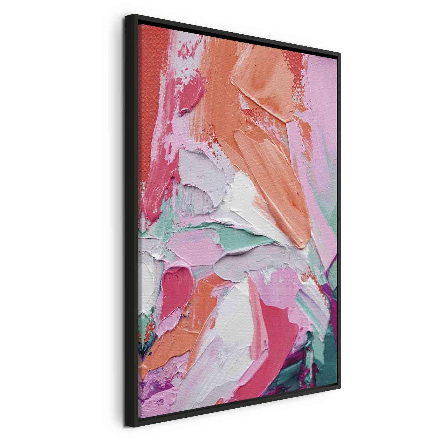 Lærredsbillede - Energetiske farver - abstrakt komposition med intense farver - 60 x 90 cm - I en sort træramme