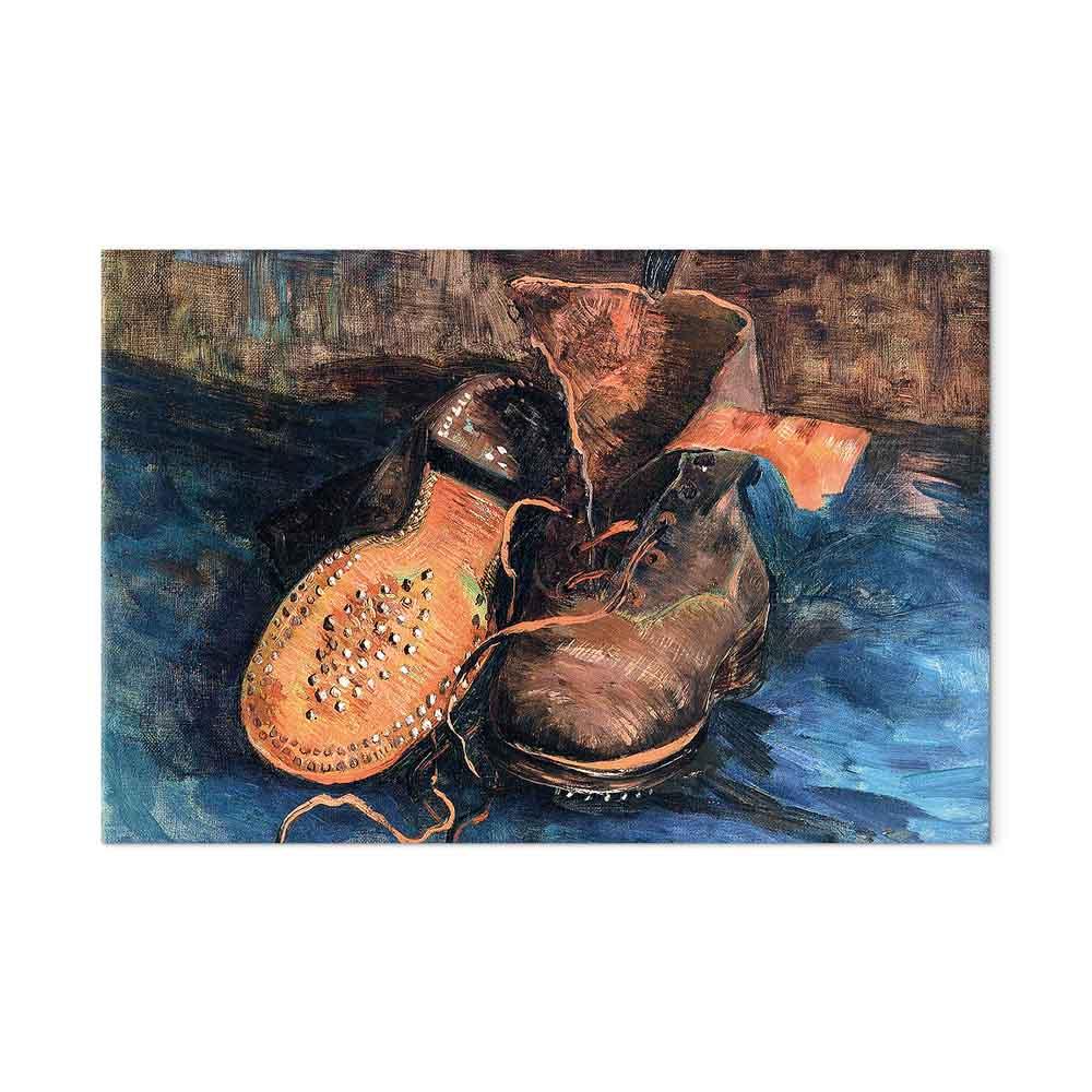 Vincent van Gogh billede på lærred - Et par sko, vægdekoration med kunstmotiv - 90 x 60 cm - Akustisk