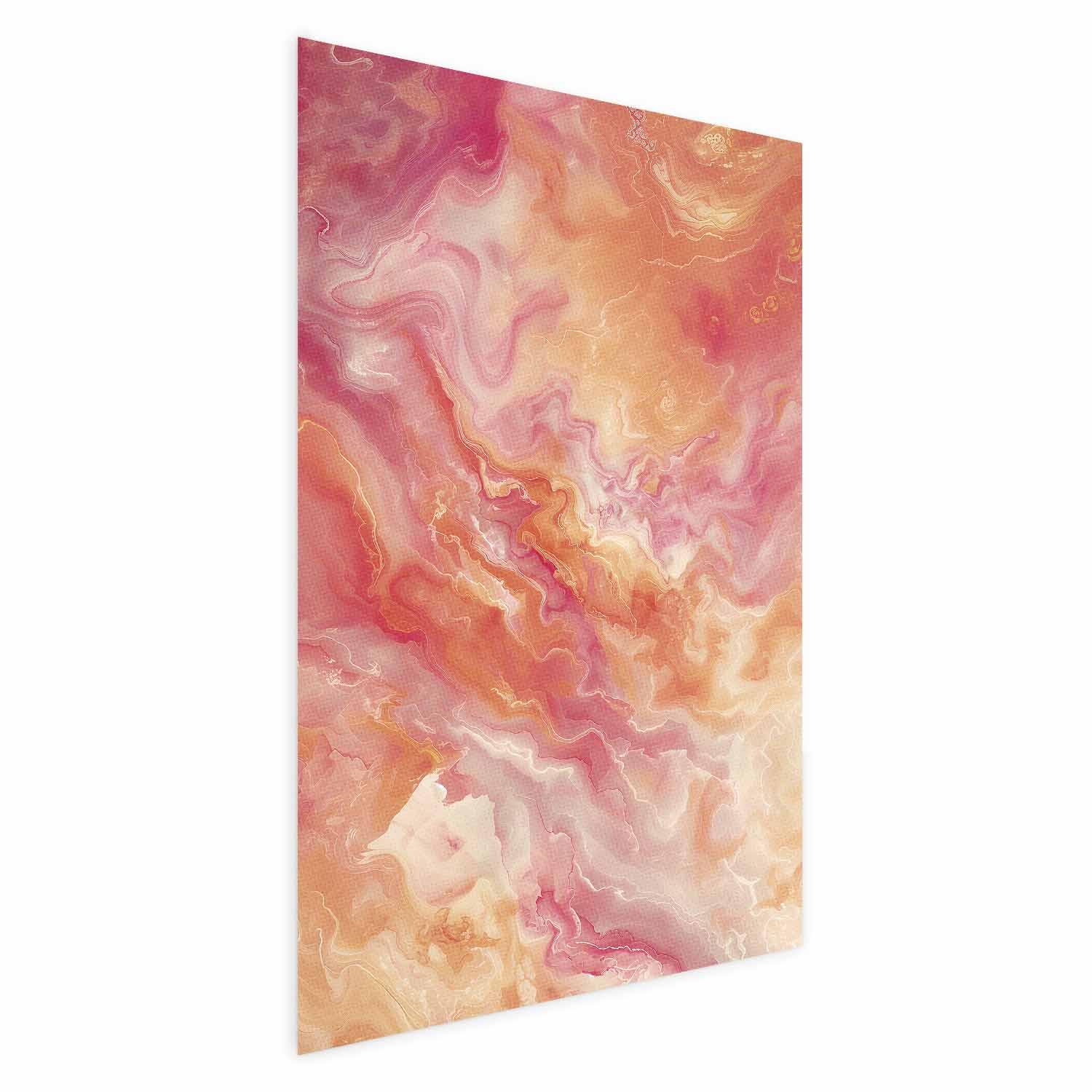 Abstrakt plakat - Fiery Colors med dynamiske former i ild- og lyserøde nuancer - 60 x 90 cm - Uden ramme