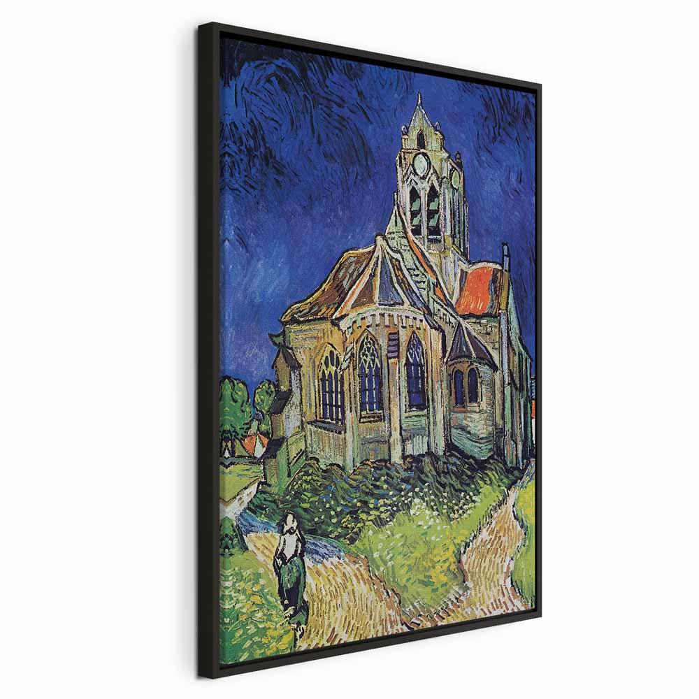 Vincent van Gogh lærredsbillede - Kirken i Auvers - 80 x 120 cm - I en sort træramme billede