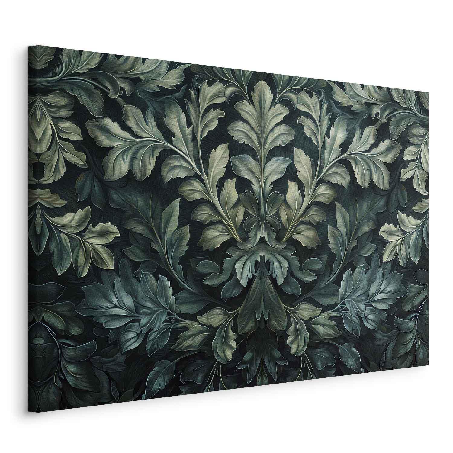 Lærredsbillede Dark Green Victorian Leaves - botanisk vægdekoration med bladmotiv - 60 x 40 cm - Standard