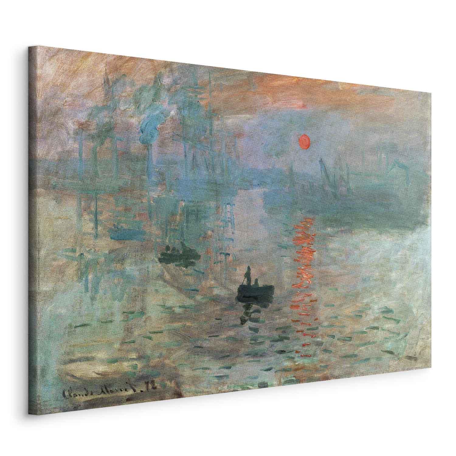 Claude Monet Impression, solopgang - billede på lærred - 120 x 80 cm - På italiensk lærred