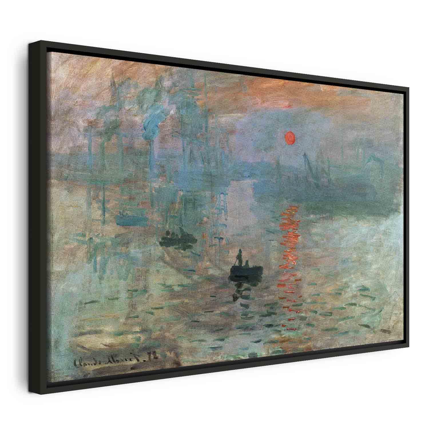 Claude Monet Impression, solopgang - billede på lærred - 60 x 40 cm - I en sort træramme