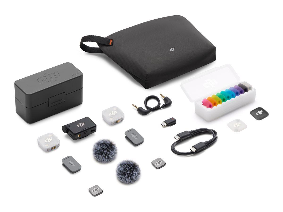 DJI Mic Mini 2 trådløst mikrofonsystem med 2 sendere, Bluetooth, USB-C og 3,5 mm - hvid