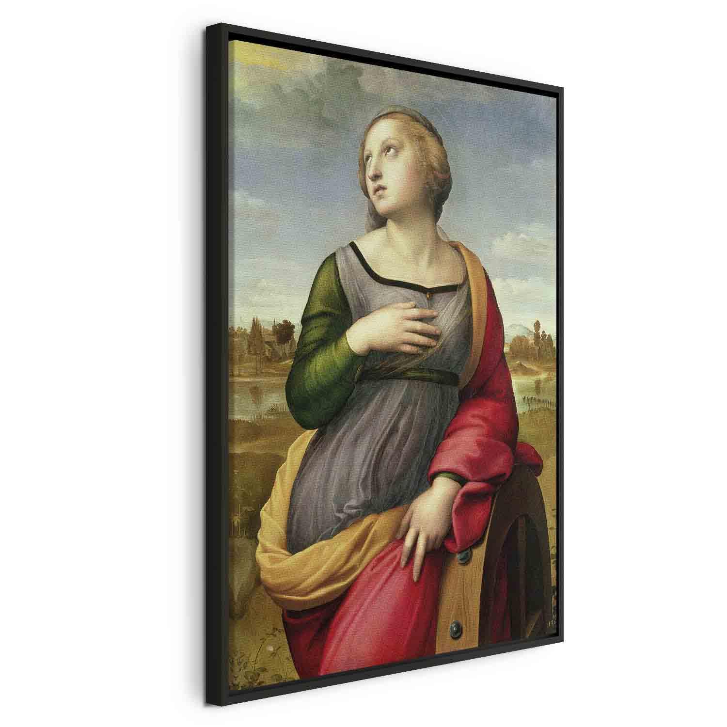 Rafael Santi - Skt. Katharina af Alexandria billede på lærred - 40 x 60 cm - I en sort træramme