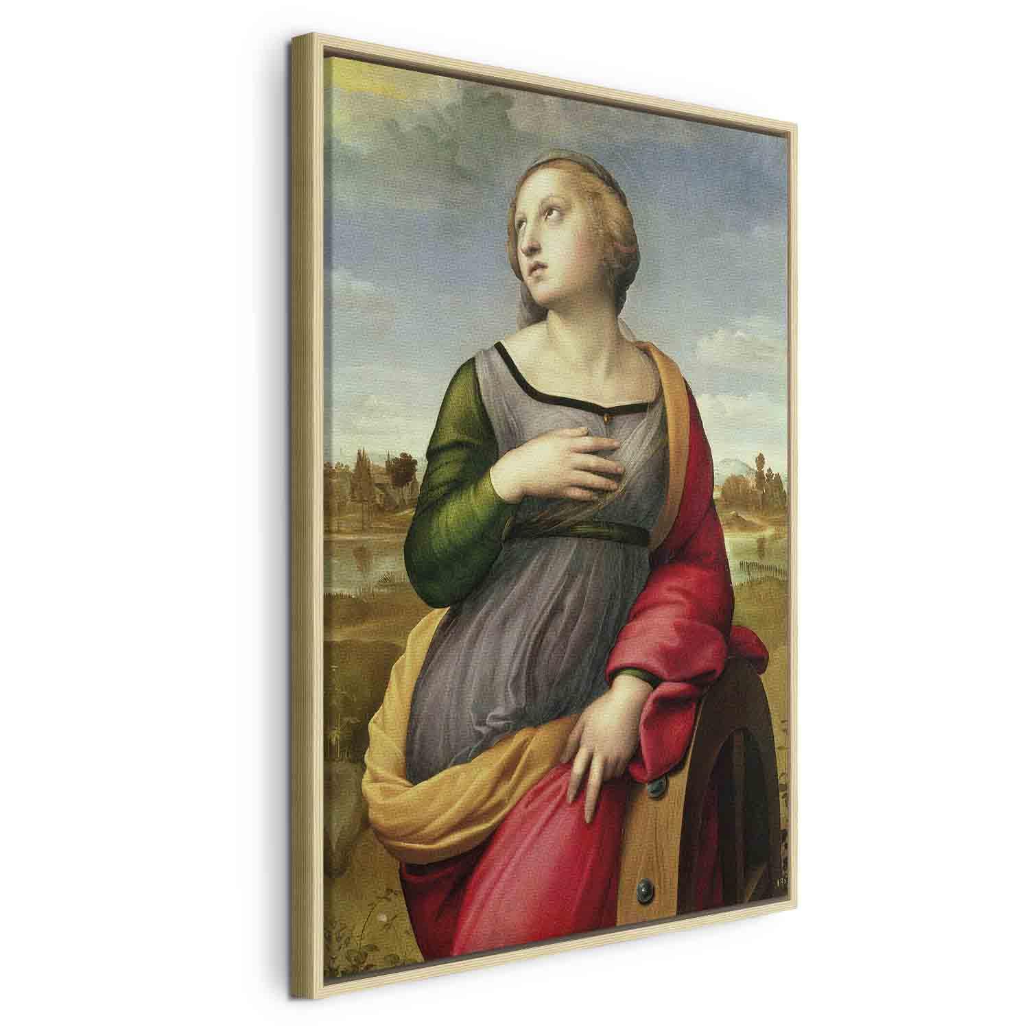 Rafael Santi - Skt. Katharina af Alexandria billede på lærred - 40 x 60 cm - I en naturlig træramme