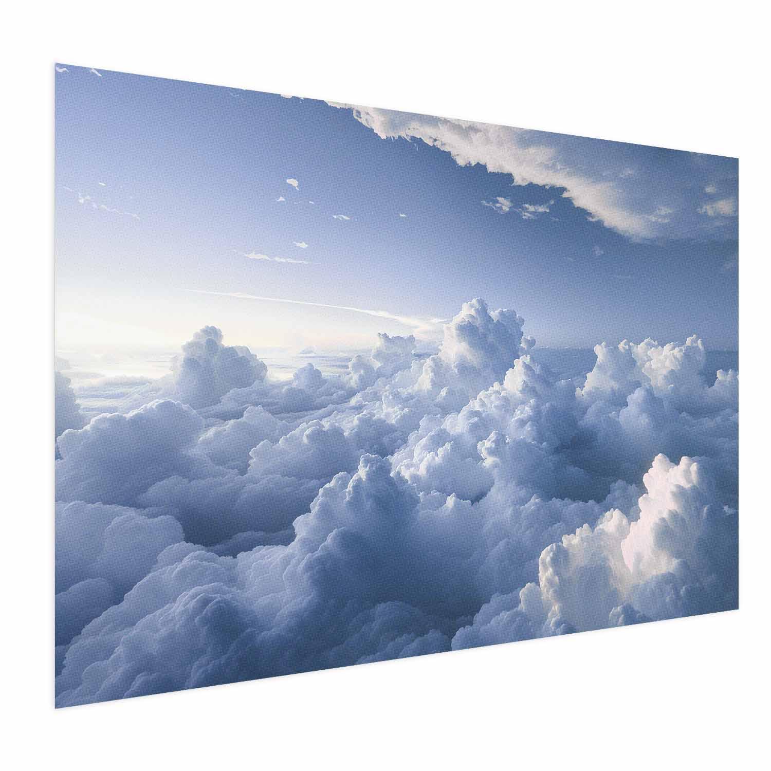 Plakat med luftlandskab - Solstråler over fyldige skyformationer - 30 x 21 cm - Uden ramme