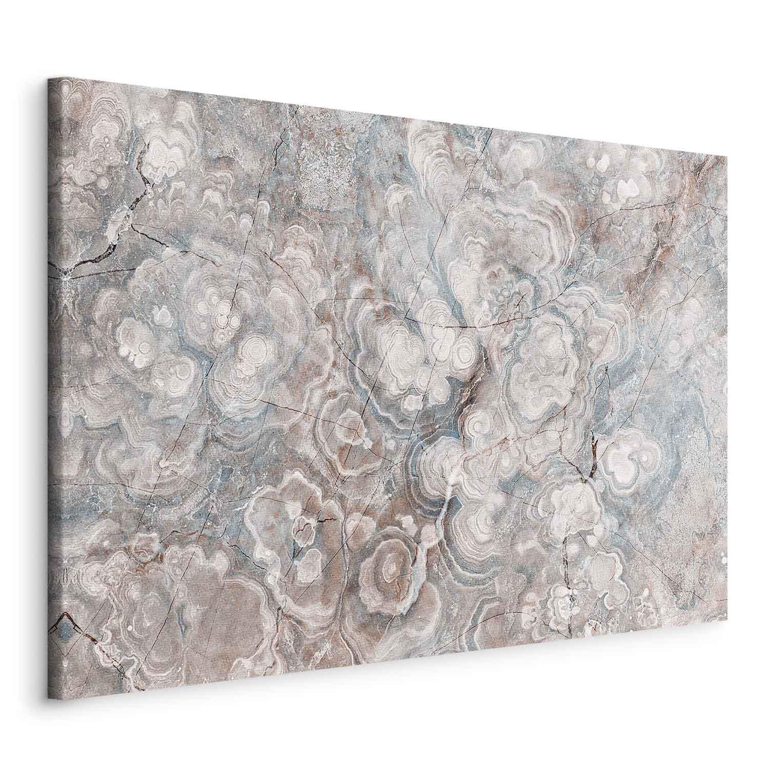 Billede på lærred - Marble flowers med naturlig stenstruktur i pastelfarver til vægdekoration - 120 x 80 cm - På italiensk lærred
