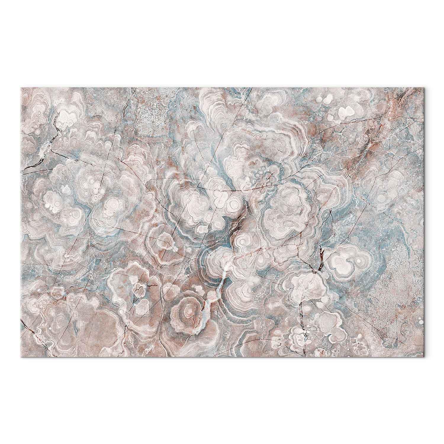 Billede på lærred - Marble flowers med naturlig stenstruktur i pastelfarver til vægdekoration - 120 x 80 cm - Akustisk