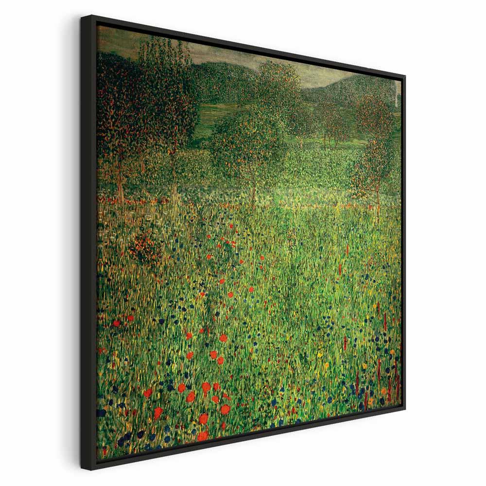 Billede på lærred - Gustav Klimt - Haven reproduktion - 60 x 60 cm - I en sort træramme