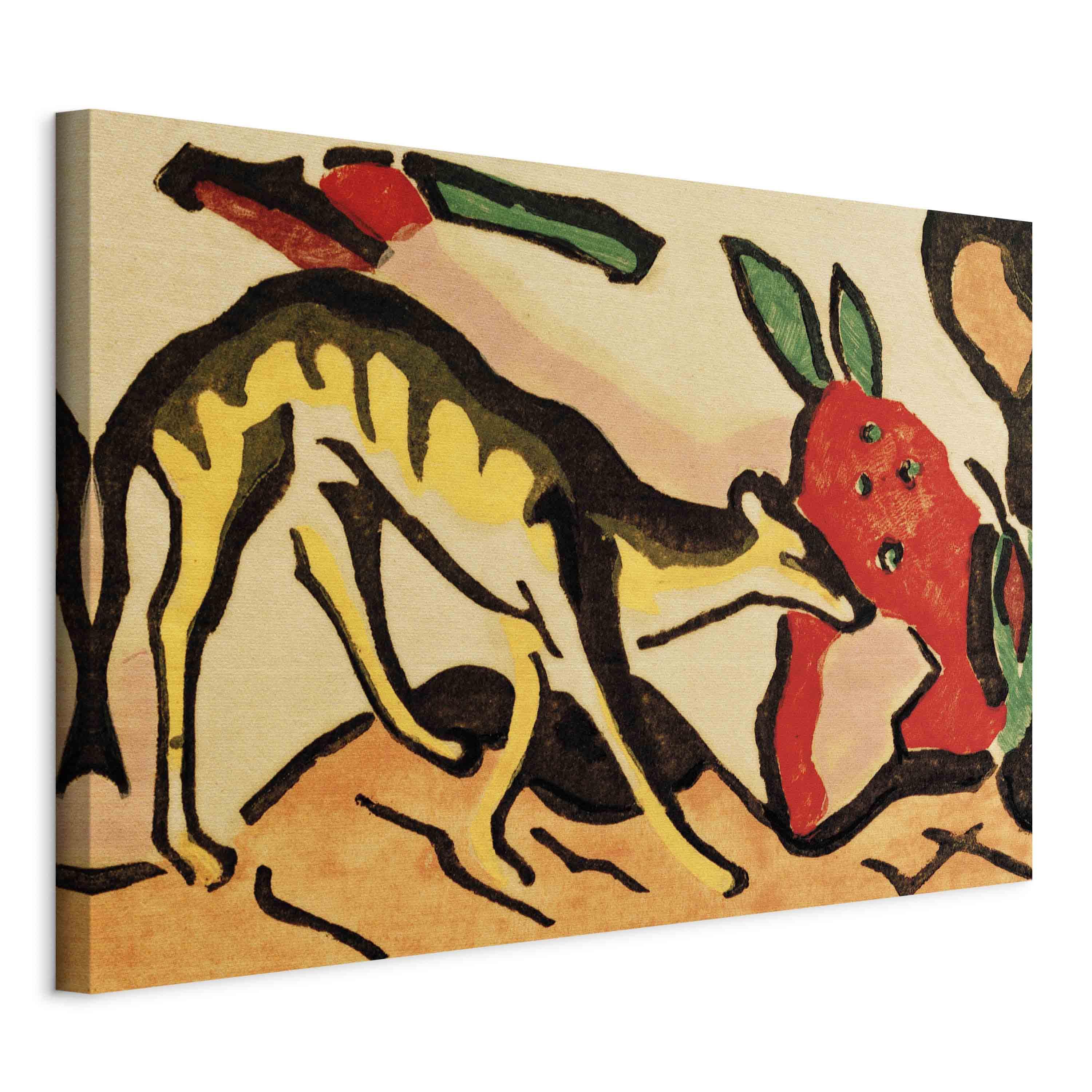 Franz Marc Fabeldyr - billede på lærred med kunstreproduktion - 120 x 80 cm - På italiensk lærred