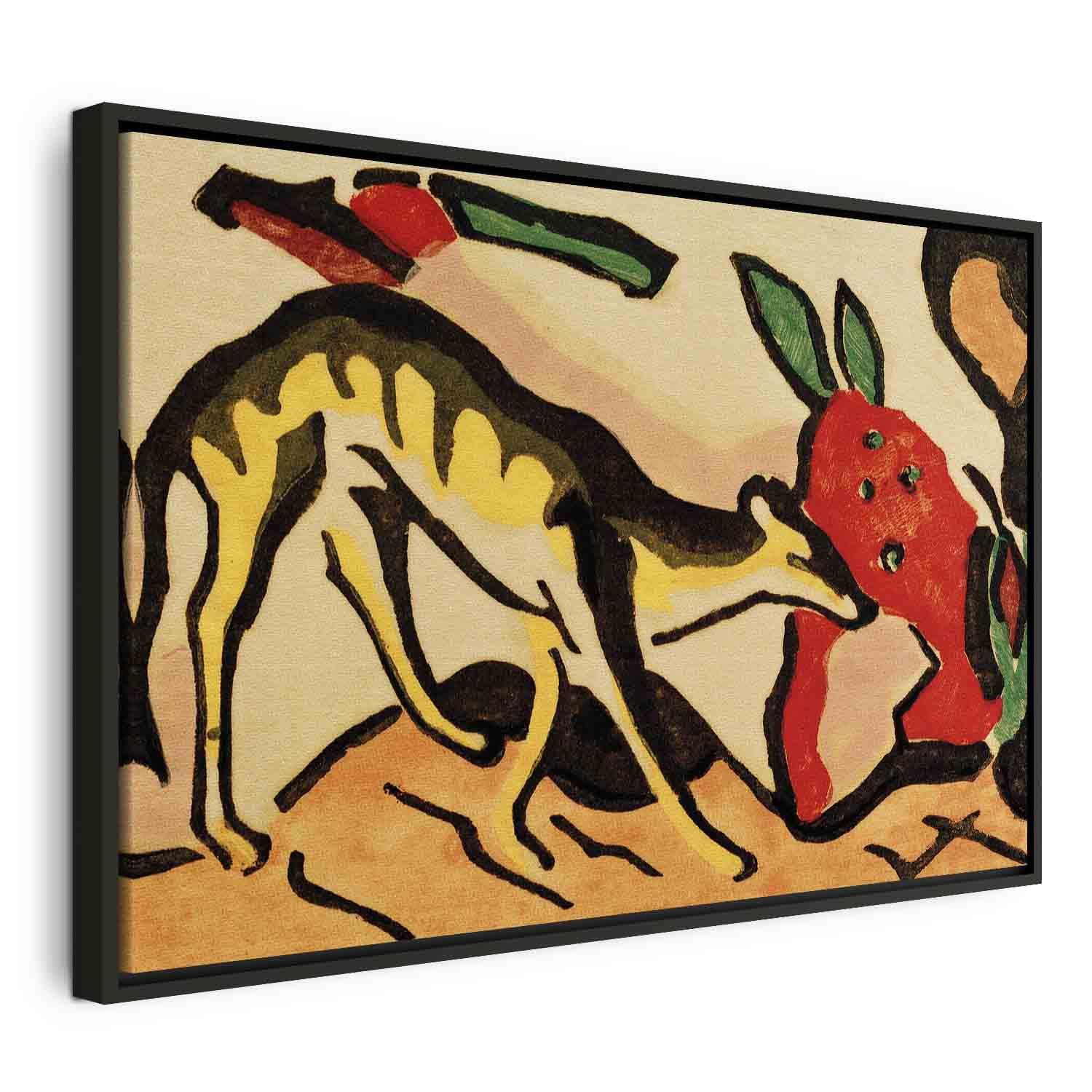 Franz Marc Fabeldyr - billede på lærred med kunstreproduktion - 120 x 80 cm - I en sort træramme