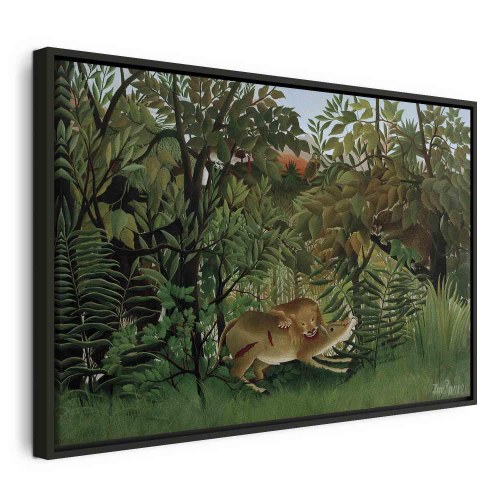 Henri Rousseau lærredsbillede - Den sultne løve kaster sig over antilopen