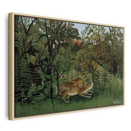 Henri Rousseau lærredsbillede - Den sultne løve kaster sig over antilopen